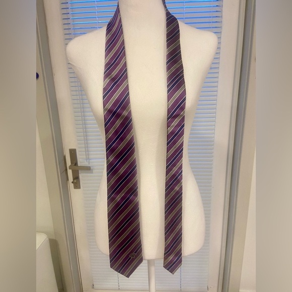 Versace Mens Purple Stripe Tie-New WO Tags - Picture 2 of 6